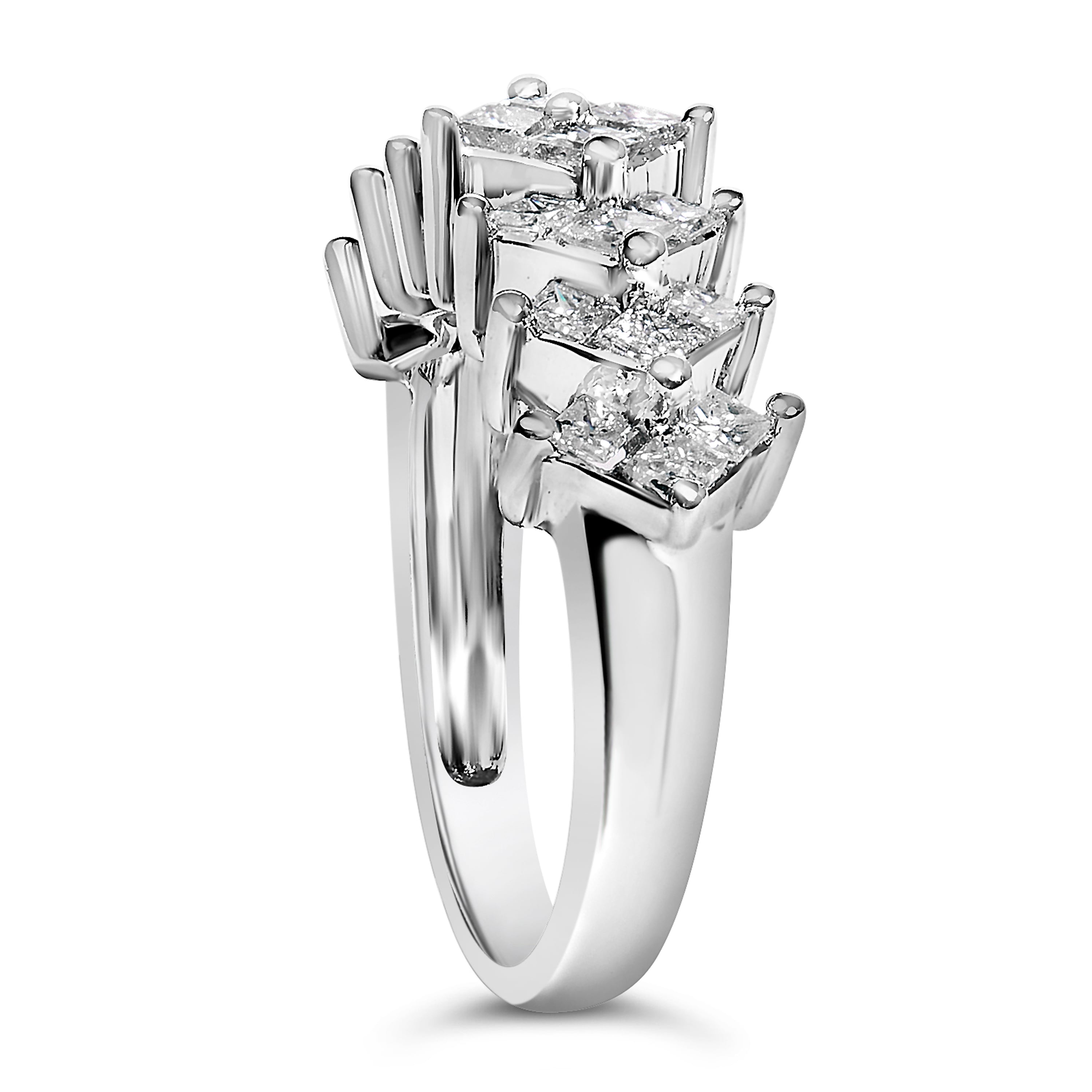 Natural Princess diamond cluster ring with 1.25 ct total diamond weight