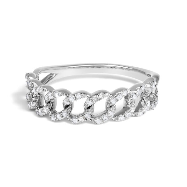 Rhodium plated over .925 sterling silver ring with 36 natural round diamonds in prong settings