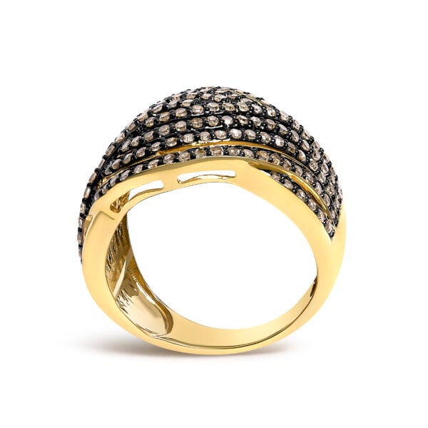 Crossover ring with 1 ct total diamond weight in 10K flash plated over .925 sterling silver