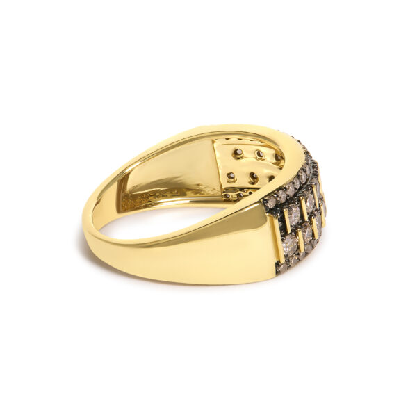 Round natural Champagne diamonds in prong settings on a 10K flash plated over .925 sterling silver band ring