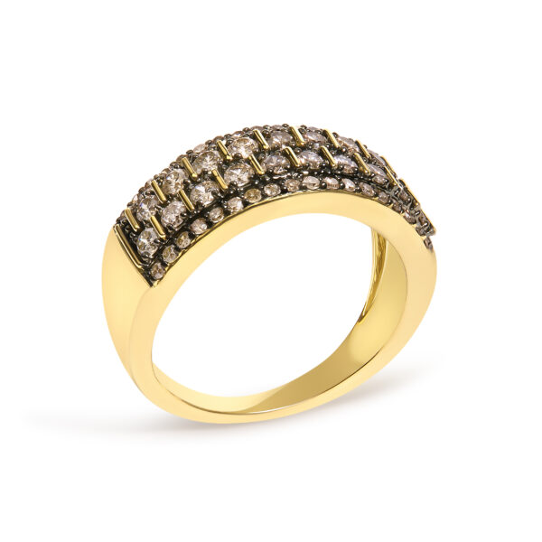 15 untreated round natural Champagne diamonds with Excellent cut in a 10K flash plated over .925 sterling silver band ring