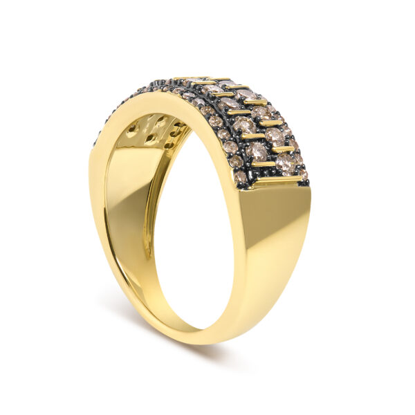 Champagne diamond band ring in 10K flash plated over .925 sterling silver with 0.73 ct total diamond weight