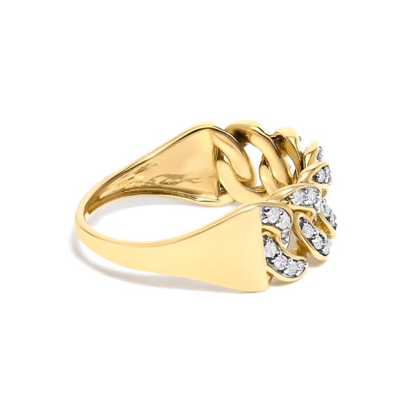 14K yellow gold plated over .925 sterling silver diamond curb link band with round natural untreated diamonds