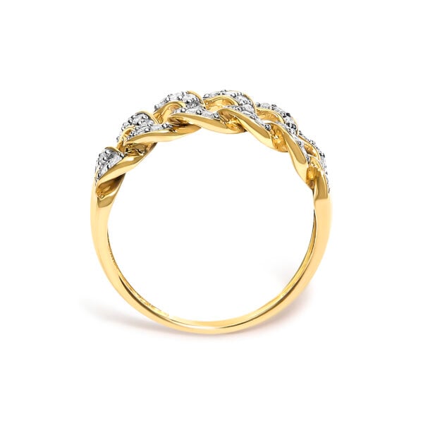 Diamond curb link band ring in 14K yellow gold plated over .925 sterling silver with round natural untreated diamonds