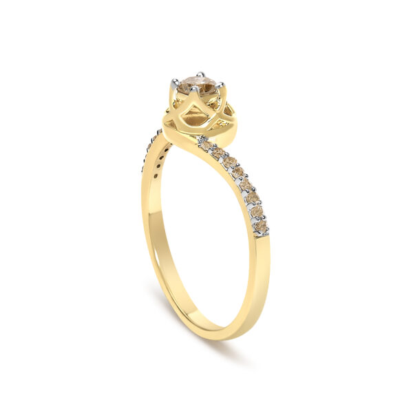 Light brown diamond bypass ring with 0.304 ct total diamond weight and prong-set round diamonds.