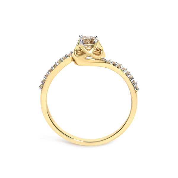 Bypass ring with 16 round natural, untreated diamonds, K-L color, and I2-I3 clarity.