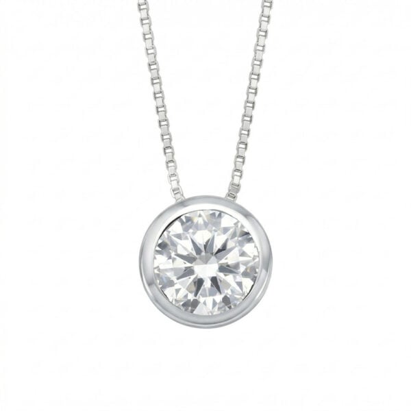 925 sterling silver floating slide necklace with a 7 mm bezel-set cubic zirconia and lobster clasp.