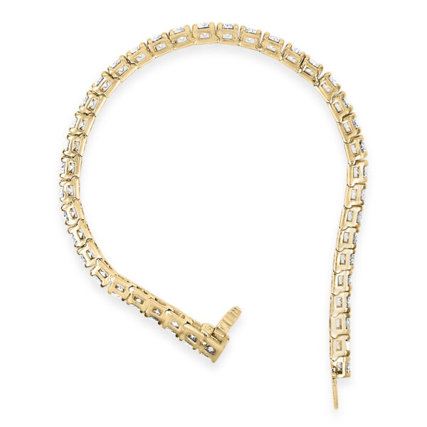 Bracelet's box clasp with latch shown open against the yellow gold band