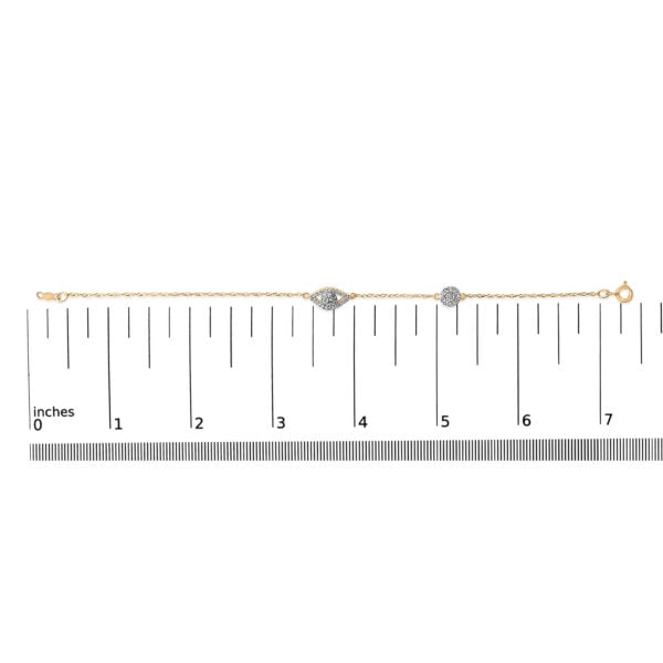 Bracelet shown next to a ruler indicating its 7 inch length