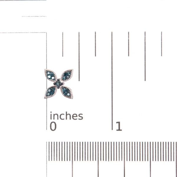 Earrings shown next to a scale reference to indicate their actual size