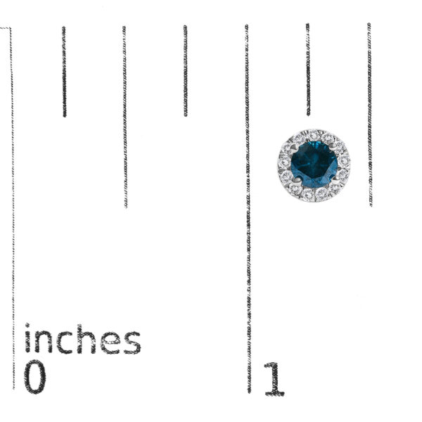 Stud earring shown next to a scale reference to indicate its actual size