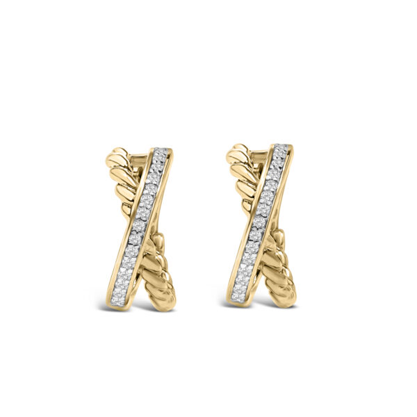 Side angle of the 14K gold plated hoop earring showing the push back closure