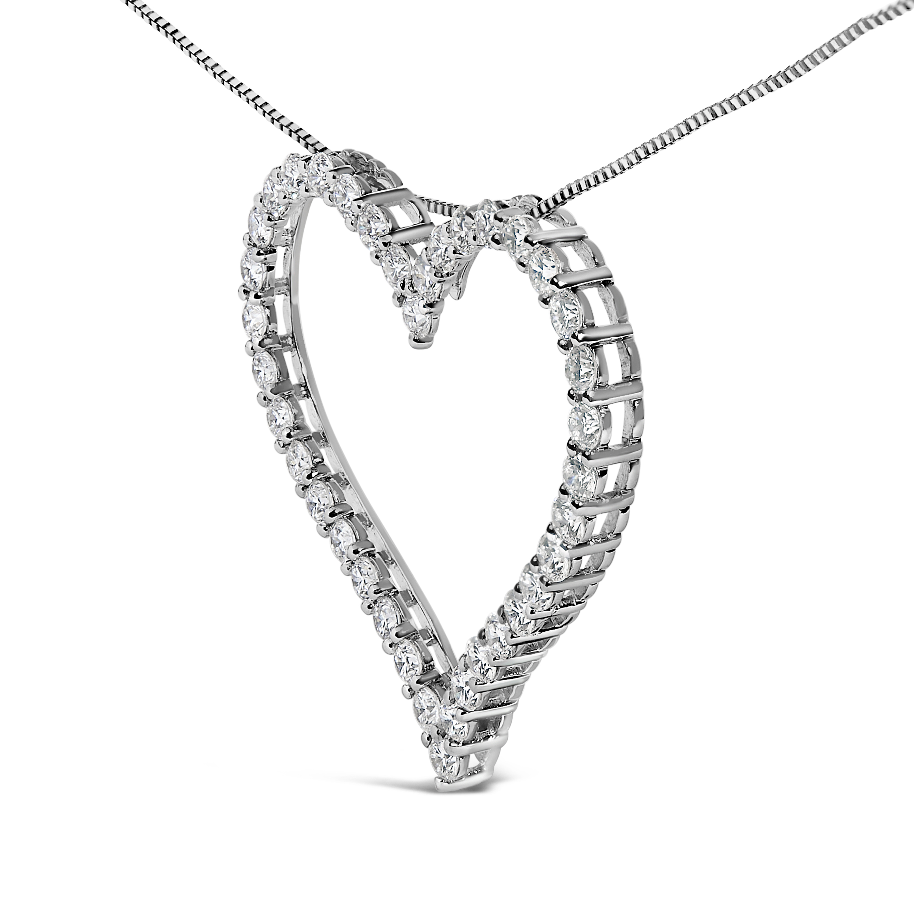 Open heart pendant necklace shown at an angle to display the chain and clasp