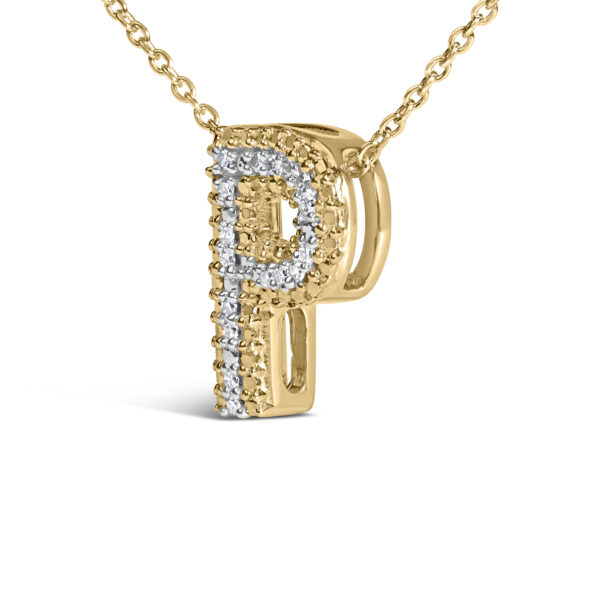 P initial bubble pendant necklace with an 18 inch cable chain and spring ring clasp