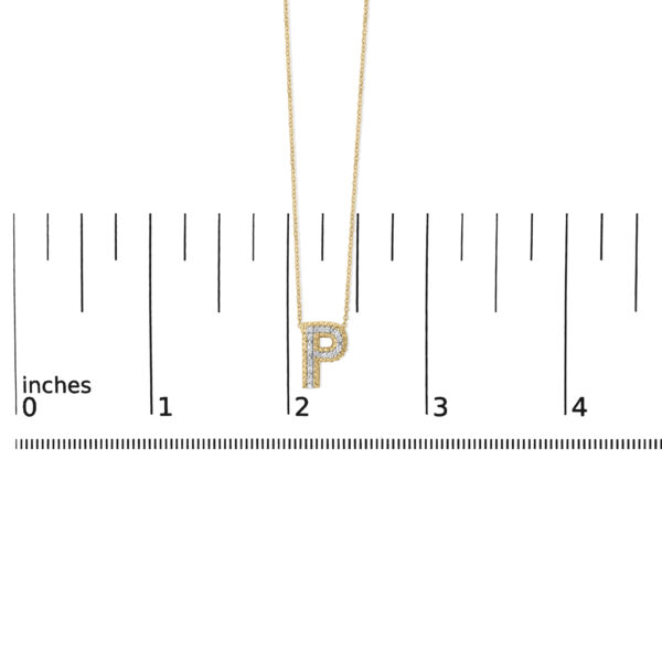 P initial bubble pendant with 15 round natural diamonds in prong settings