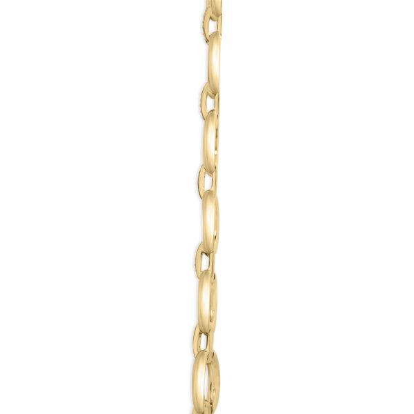 Necklace clasp area showing lobster claw closure and cable chain connection