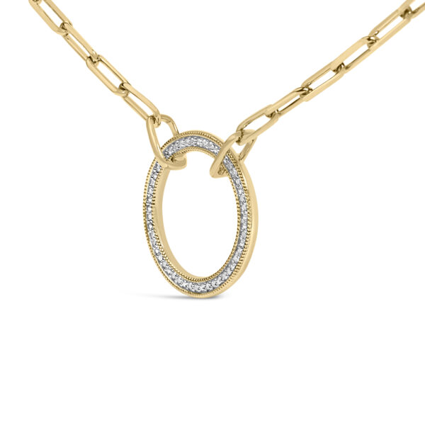 24K gold plated sterling silver paperclip chain necklace laid flat to show the full 18 inch length and clasp