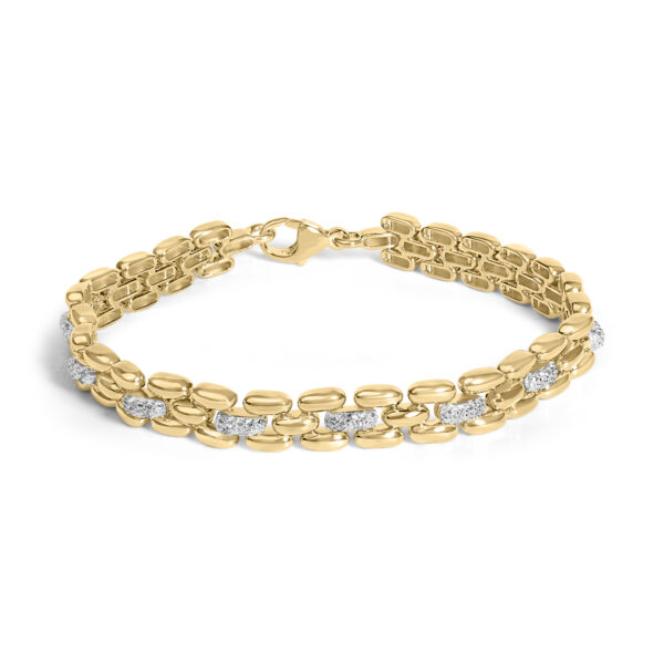 Panther link bracelet with pave-set round diamonds along the front of the chain