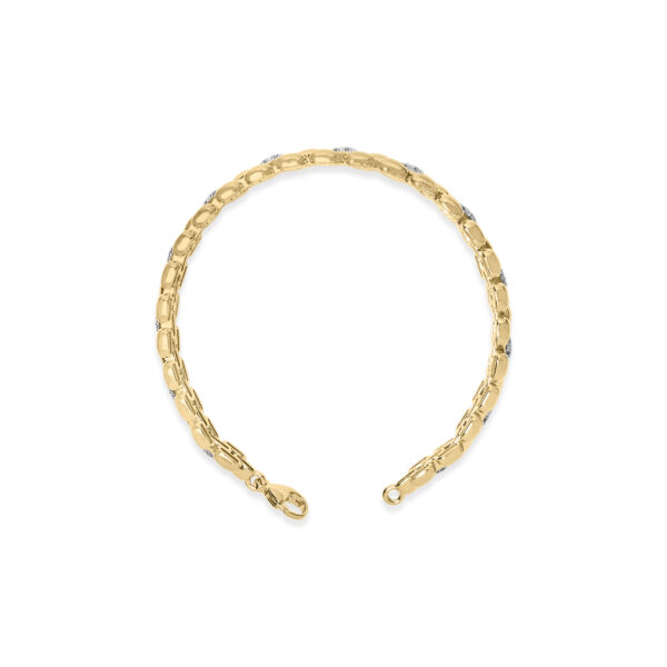 Close-up view of pave-set diamonds on the panther link bracelet