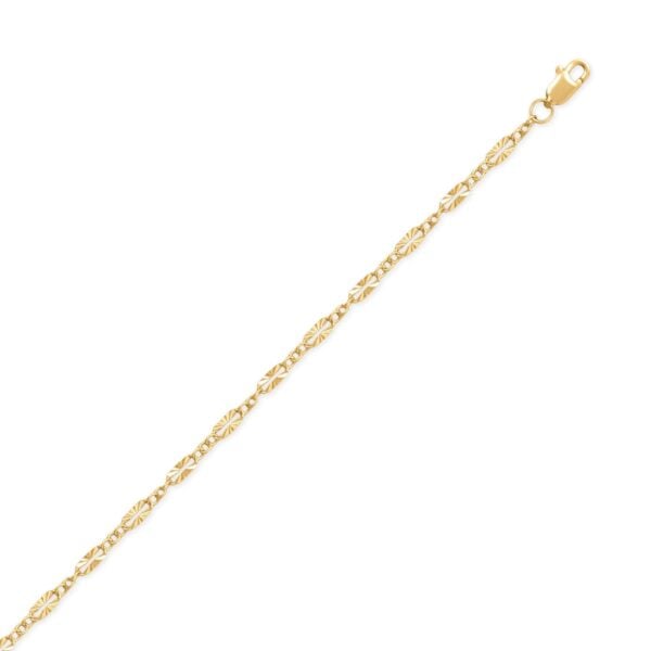 Gold plated over gold filled 2.5 mm starburst chain with a lobster clasp.