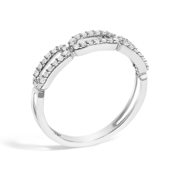 rhodium plated over gold paper clip ring set with 48 natural, untreated round diamonds.