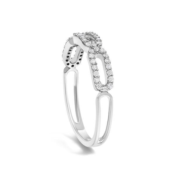 Natural, untreated round diamonds with 0.25 ct total diamond weight in a rhodium plated over gold paper clip ring.