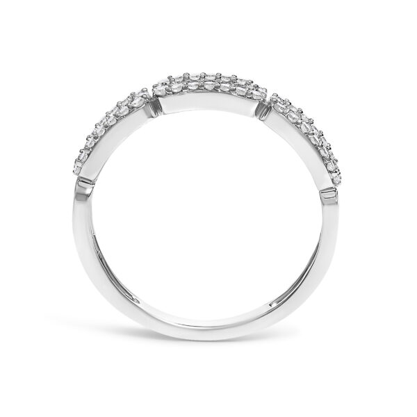 rhodium plated over gold paper clip ring with 48 natural, untreated round diamonds, prong set.