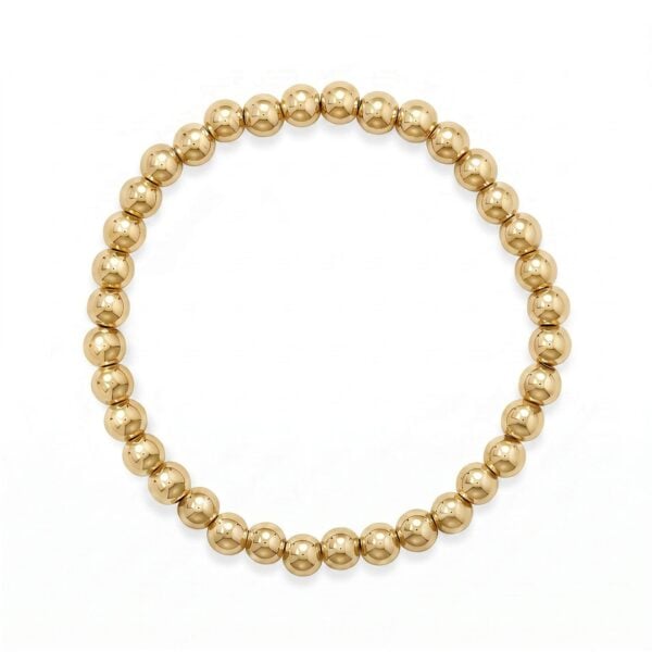 7.5 inch bead stretch bracelet with an 18K gold plated PVD finish.