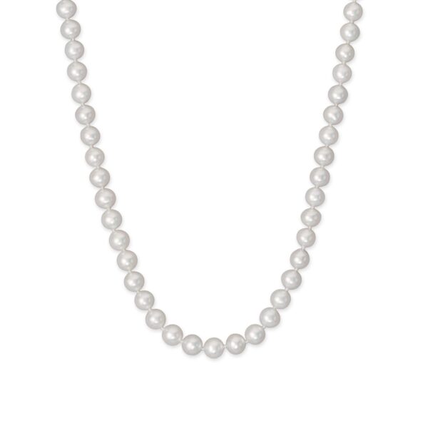 Single strand of knotted near round cultured freshwater pearls with 14K findings