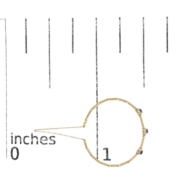 Bracelet shown next to a scale reference to indicate its size