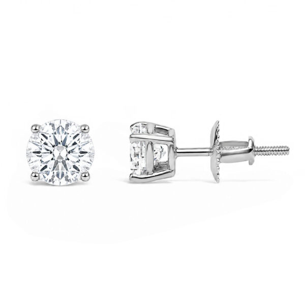IGI Certified 14K White Gold 10.00 Cttw Lab Grown Diamond Solitaire Stud Earrings - alternate view 2