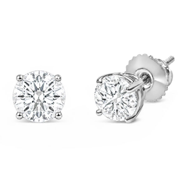 IGI Certified 14K White Gold 10.00 Cttw Lab Grown Diamond Solitaire Stud Earrings - alternate view 3