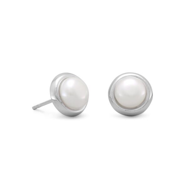 925 sterling silver stud earrings with 6 mm cultured freshwater button pearls