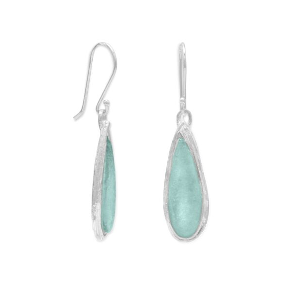 Glass and 925 sterling silver pear drop earrings measuring 11 mm x 32 mm with french wire fastening.
