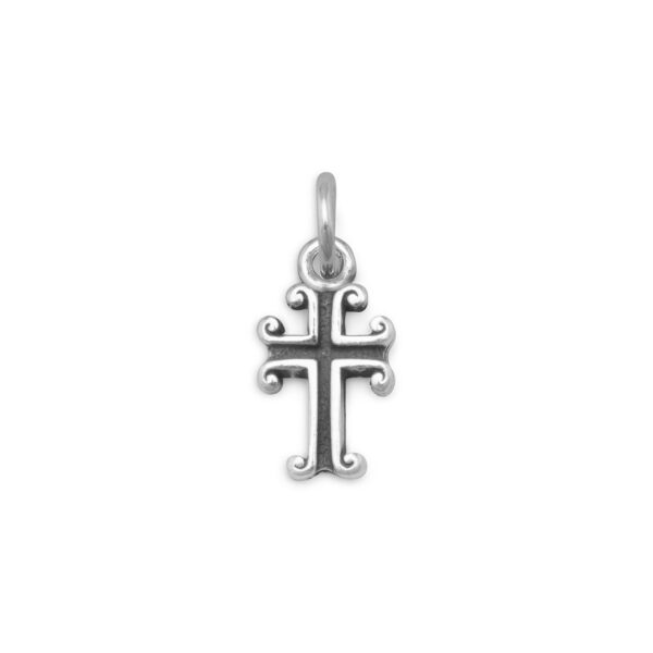 925 sterling silver cross charm with an oxidized finish