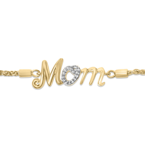 Close-up of the pave diamond setting on the MOM lariat bolo bracelet showing individual stones