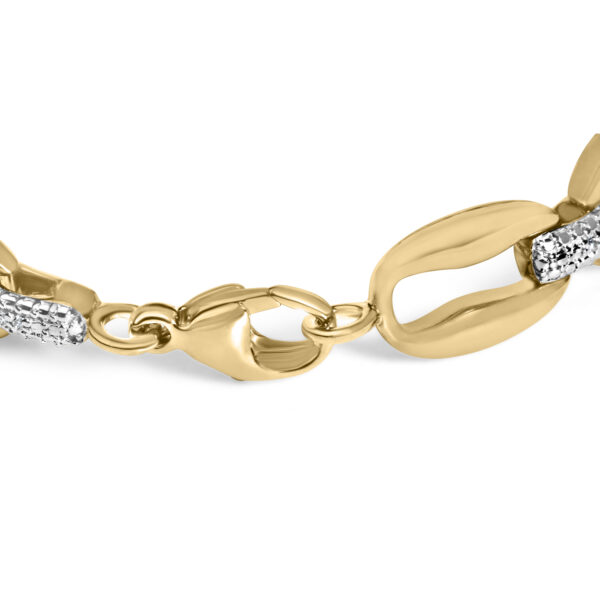 24K yellow gold vermeil over .925 sterling silver bold link bracelet with 24 pave-set round/single natural diamonds totaling 0.096 ct.