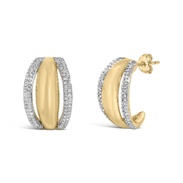 Side angle of the half hoop earring showing the curved profile and push back post