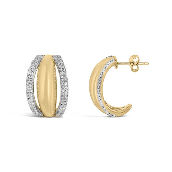 Close-up of the diamond pave setting on the half hoop earring