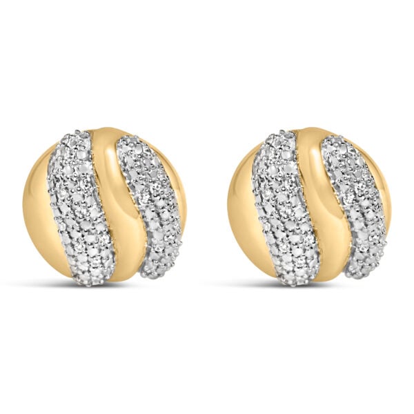 Bold dome stud earring in 24K gold vermeil with round diamonds set across the curved surface
