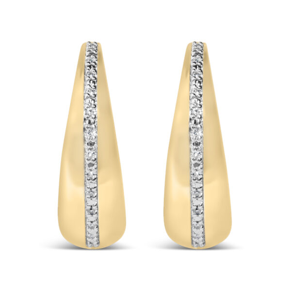 Side angle of the 24K gold vermeil hoop earring showing the curve of the hoop and hinge-back closure
