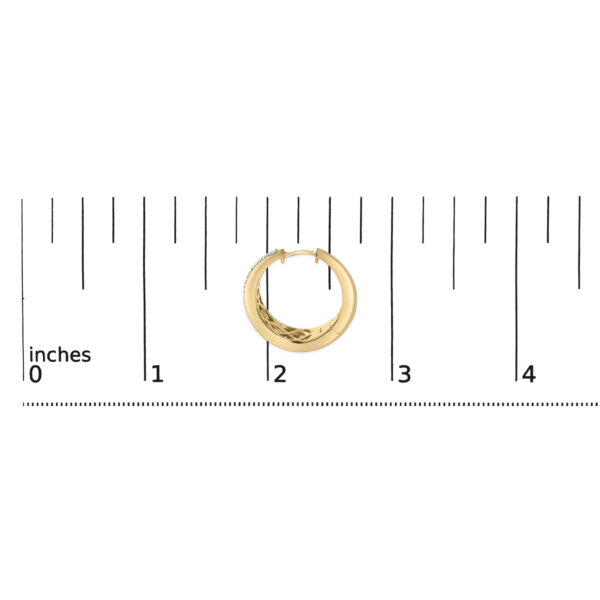 24K gold vermeil hoop earring shown with a scale marker for size reference