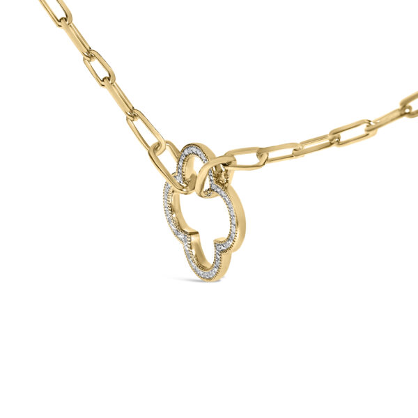 24K gold vermeil (gold plated over sterling silver) paperclip chain and lobster claw clasp shown in detail