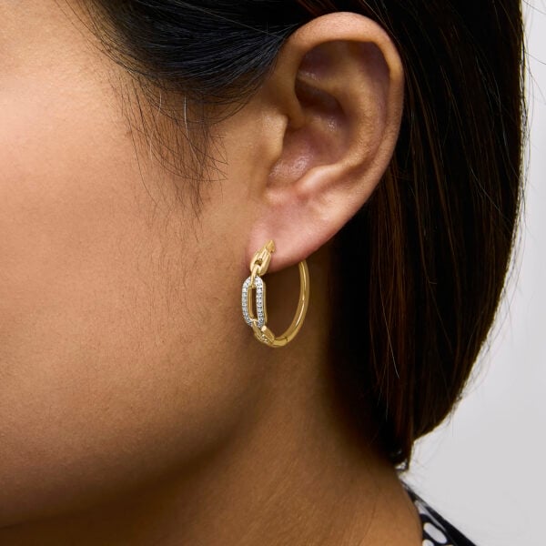 The earrings worn on an ear