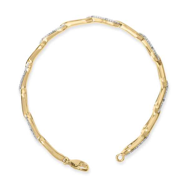 Bracelet turned to show the lobster claw clasp and connecting links