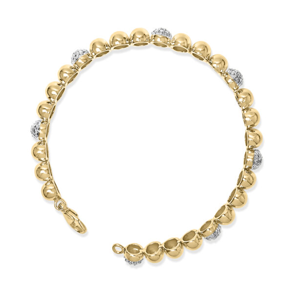 24K Gold plated bracelet shown from an angle highlighting the lobster claw clasp closure