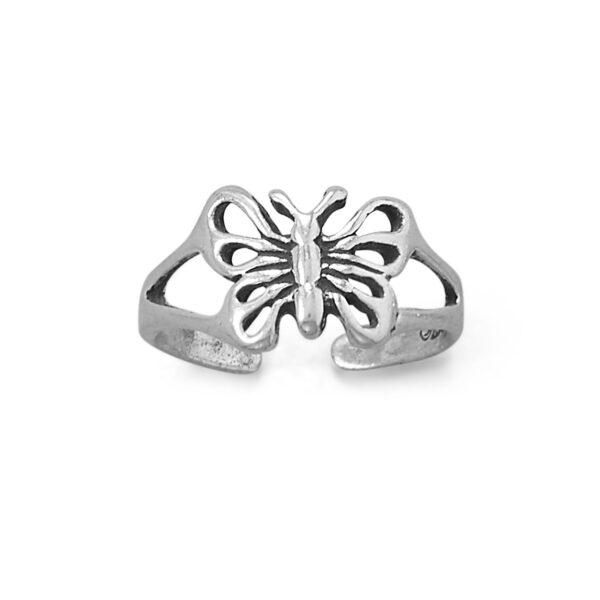 Oxidized sterling silver butterfly toe ring.