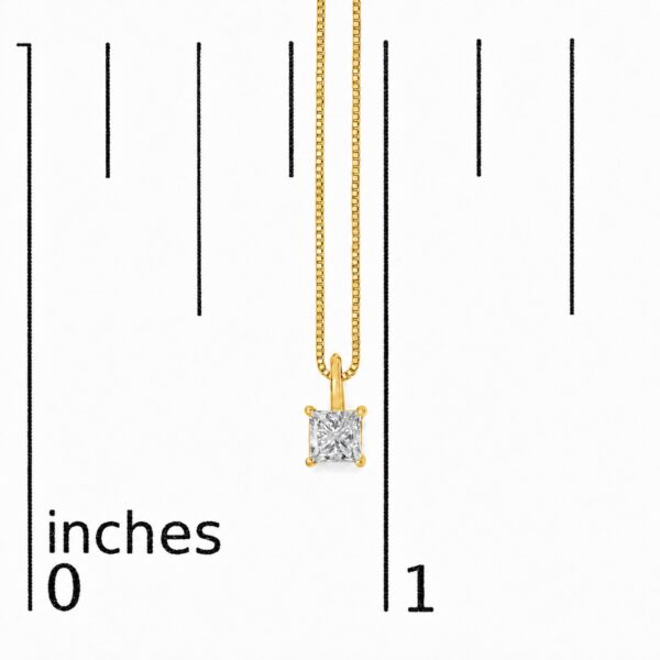 14K Yellow Gold 1/2 Cttw Lab Grown Princess Diamond Solitaire Pendant Necklace - alternate view 4