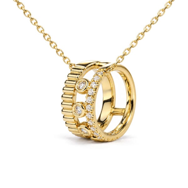10K Yellow Gold 3/8 Cttw Diamond Circle Design 2-Piece Jewelry Set Pendant Necklace and Stud Earrings - alternate view 2