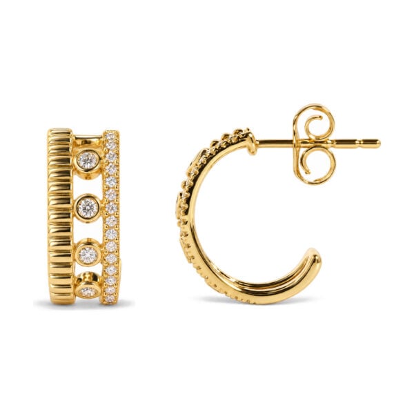 10K Yellow Gold 3/8 Cttw Diamond Circle Design 2-Piece Jewelry Set Pendant Necklace and Stud Earrings - alternate view 3